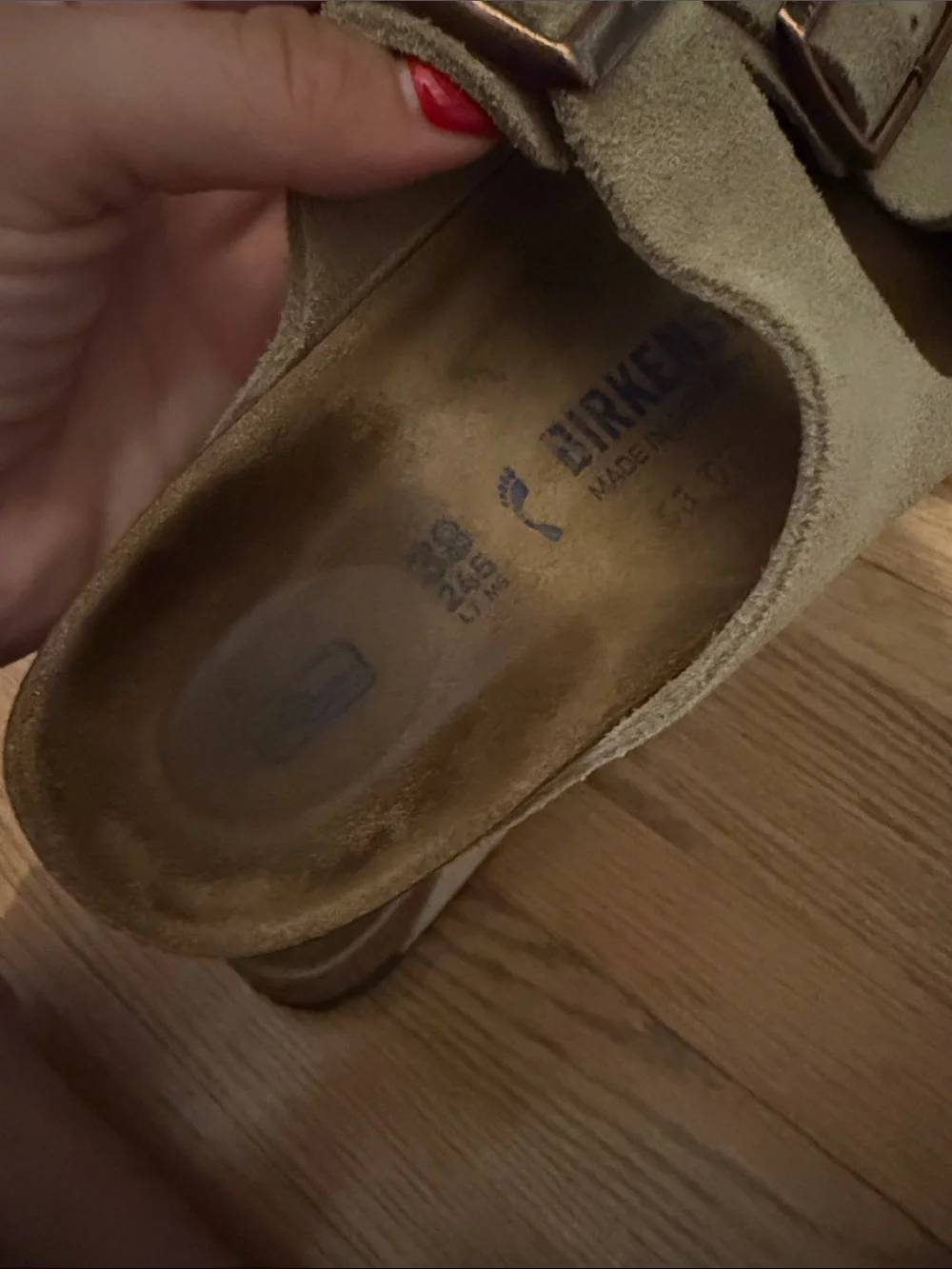 Birkenstock Two-Strap Suede Sandals in Taupe
